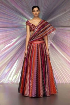 Pink Plisse Lehenga Set With Embroidered Moulded Blouse -Africans Shop aaic7741