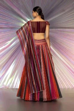 Pink Plisse Lehenga Set With Embroidered Moulded Blouse -Africans Shop aaic774b