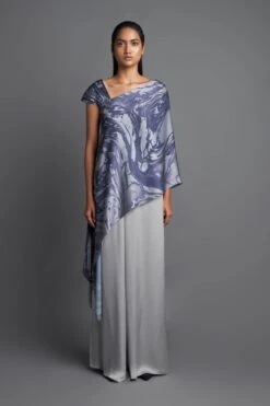 Grey Metallic Asymmetric Top