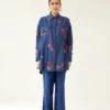 Blue Silk Chanderi Straight Short Kurta With Pants -Africans Shop adh081