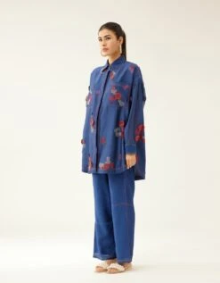 Blue Silk Chanderi Straight Short Kurta With Pants 13 Blue Silk Chanderi Straight Short Kurta With Pants -Africans Shop adh084