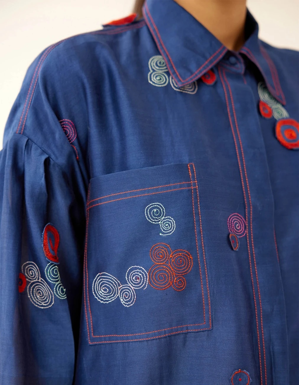 Blue Silk Chanderi Straight Short Kurta With Pants 8 Blue Silk Chanderi Straight Short Kurta With Pants - Image 6