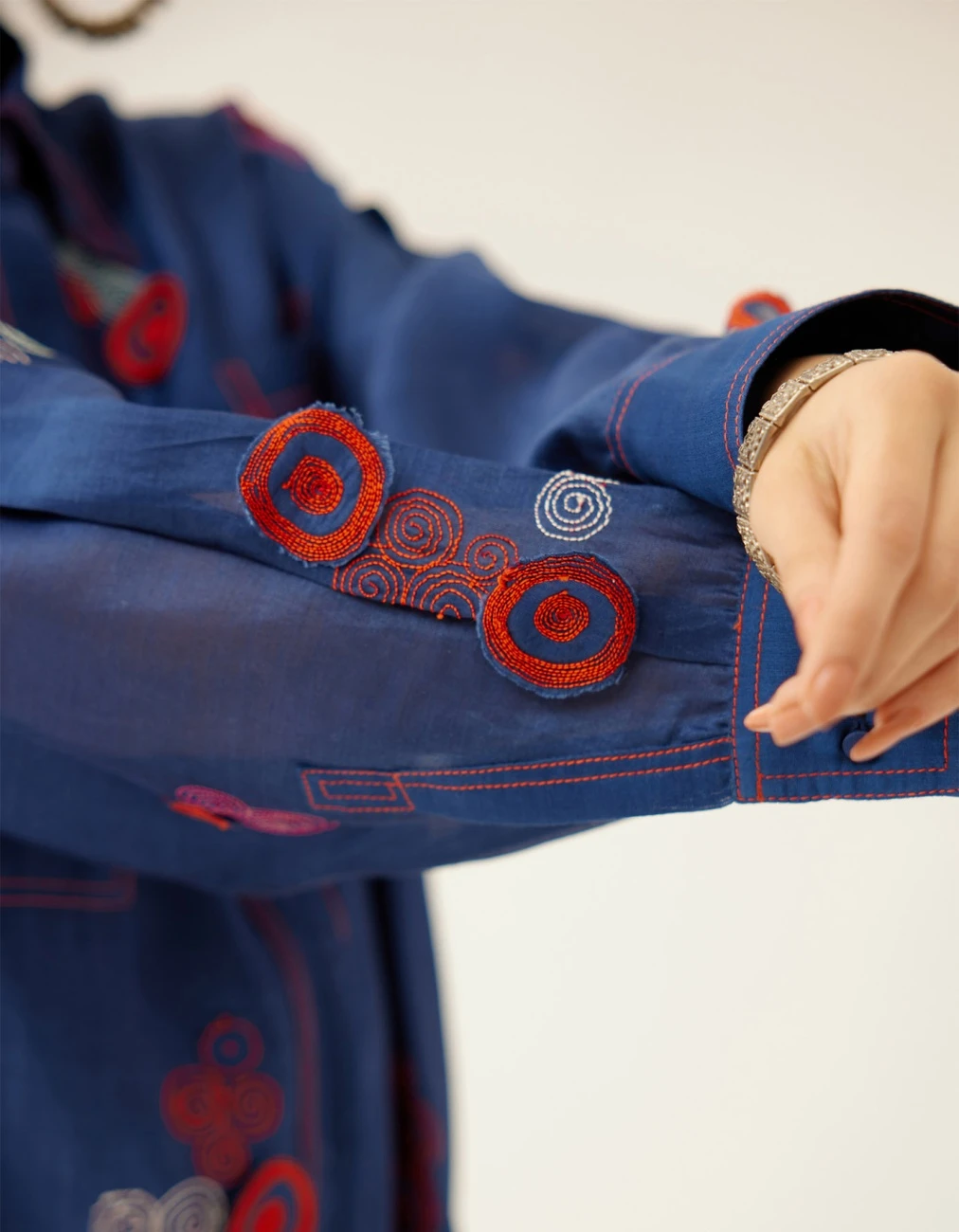 Blue Silk Chanderi Straight Short Kurta With Pants 9 Blue Silk Chanderi Straight Short Kurta With Pants - Image 7