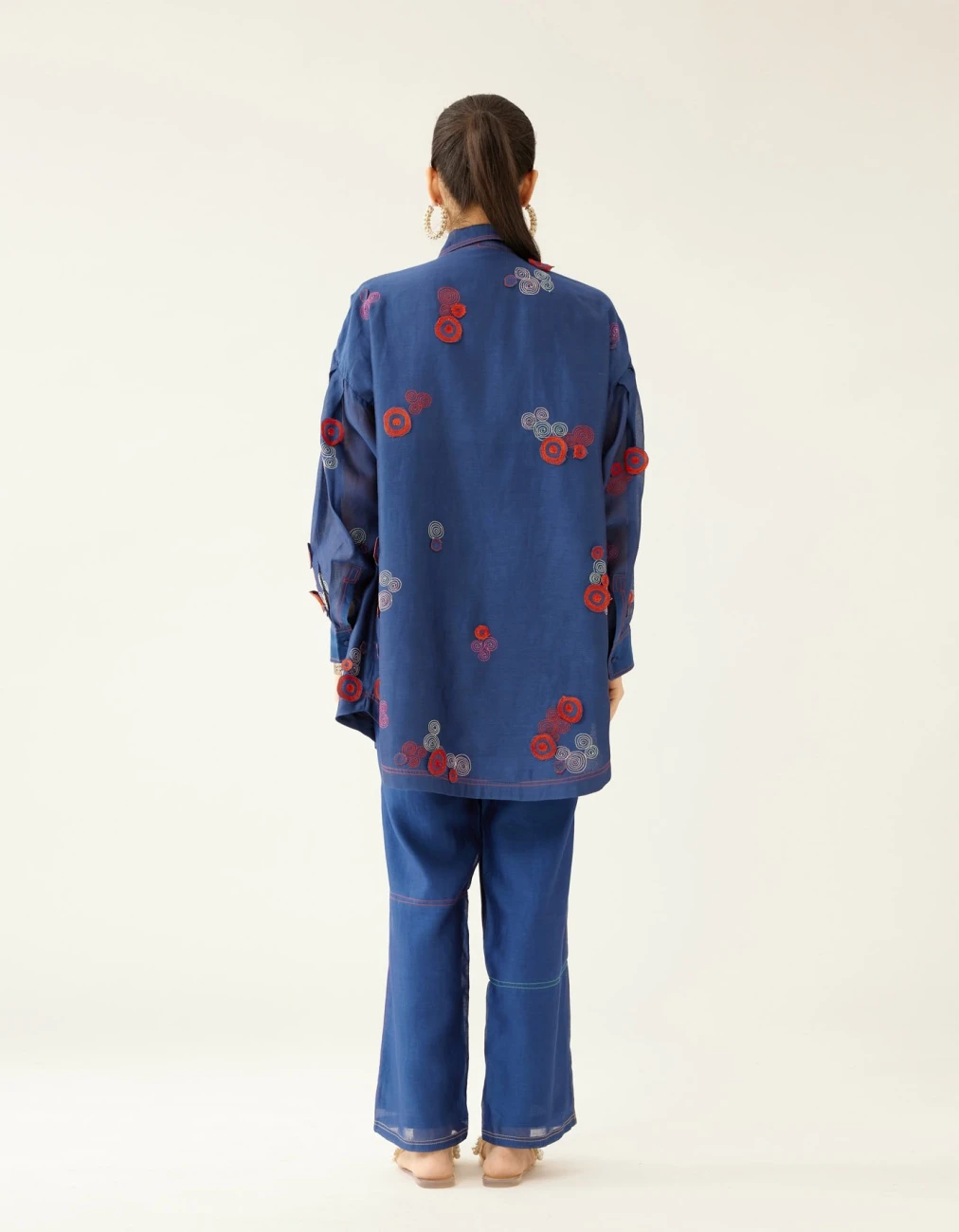 Blue Silk Chanderi Straight Short Kurta With Pants 10 Blue Silk Chanderi Straight Short Kurta With Pants - Image 8