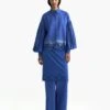 Blue Egyptian Giza Cotton Scalloped Embroidered Drop Shoulder Shirt -Africans Shop af sh aw 23 14 b1