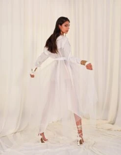 White Cotton Shirt With Printed Panel -Africans Shop akok238b