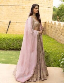 Baby Orchid Mirror & Thread Hand Embroidered Lehenga Set -Africans Shop ambw0352