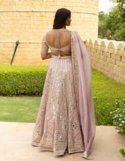 Baby Orchid Mirror & Thread Hand Embroidered Lehenga Set -Africans Shop ambw035b