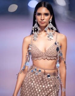 Rust Brown Crop Top And Slit Skirt -Africans Shop amtsr0032