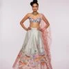 Ivory And Peach Divergence Tissue Appliqued And Embellished Mk Lehenga Set