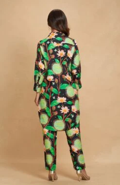 Floral Linen Black Printed Long Shirt -Africans Shop asgulabols1fblblack4