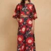 Floral Linen Navy Printed Top -Africans Shop asgulabot1sunnavyblue1