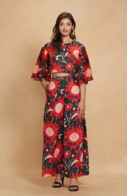 Floral Linen Navy Printed Top