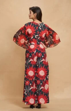 Floral Linen Navy Printed Top -Africans Shop asgulabot1sunnavyblueb