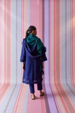 Asma Blue Cotton Kurta And Pants Set -Africans Shop asw22kb4