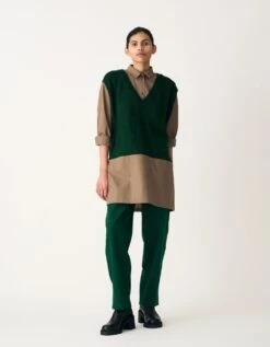 Emerald Green With Umber Hand Knitted Sweater Vest