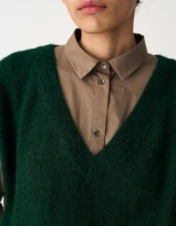 Emerald Green With Umber Hand Knitted Sweater Vest -Africans Shop aw23s033