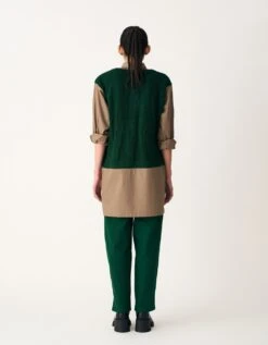 Emerald Green With Umber Hand Knitted Sweater Vest -Africans Shop aw23s03b