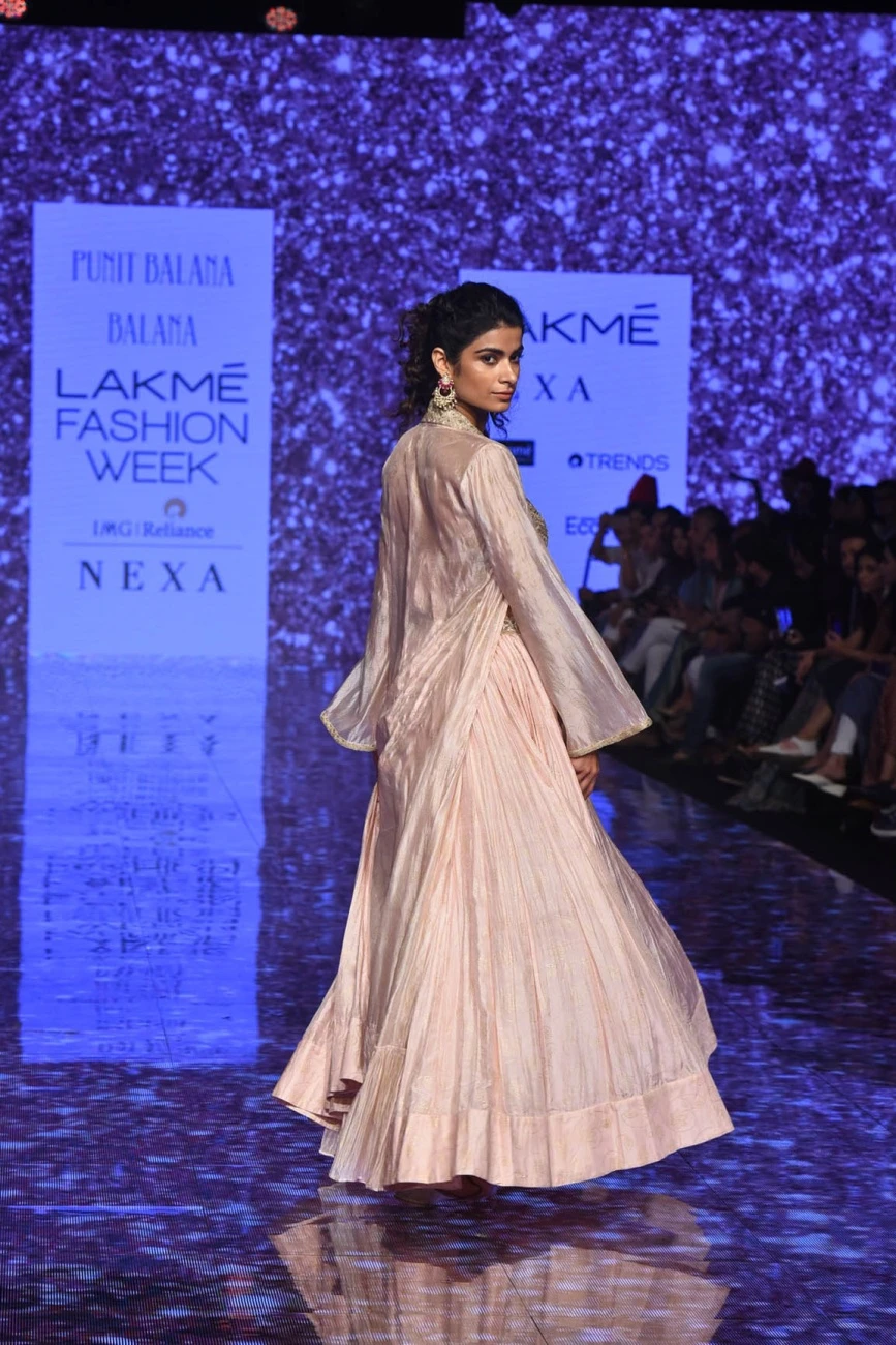 Powder Pink Organza Cape With Skirt And Heavy Work Top 8 Powder Pink Organza Cape With Skirt And Heavy Work Top - Image 6