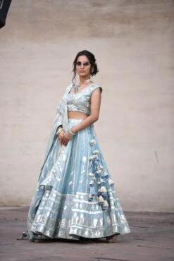 Aqua Lehenga Set With Gota Work -Africans Shop b 32272