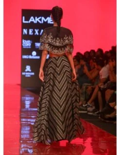 Black Roshini Scallop V- Neck Blouse With Lehenga 5 Black Roshini Scallop V- Neck Blouse With Lehenga -Africans Shop b 3746