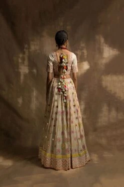 Yunus Ivory Gota And Mirror Lehenga Set -Africans Shop b 40826