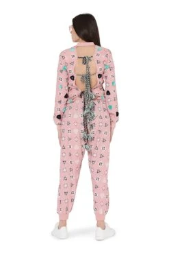 Pink Colour Printed Art Crepe Back Tie-Up Bomber Jacket With Jogger Pant -Africans Shop b 55284