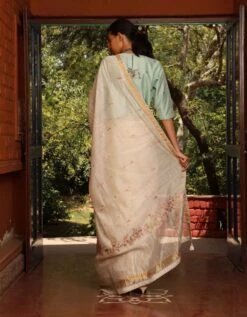 Handwoven Silk Chanderi Floral Buta Blouse -Africans Shop b 60876