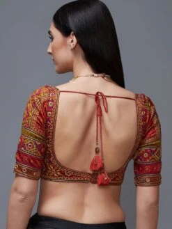 Red Madhuhira Embroidered Silk Blouse -Africans Shop b 75450