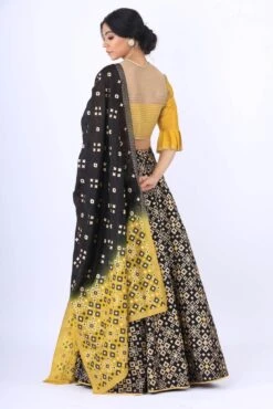 Black Mustard Ikat Printed Lehenga Set -Africans Shop b 76203