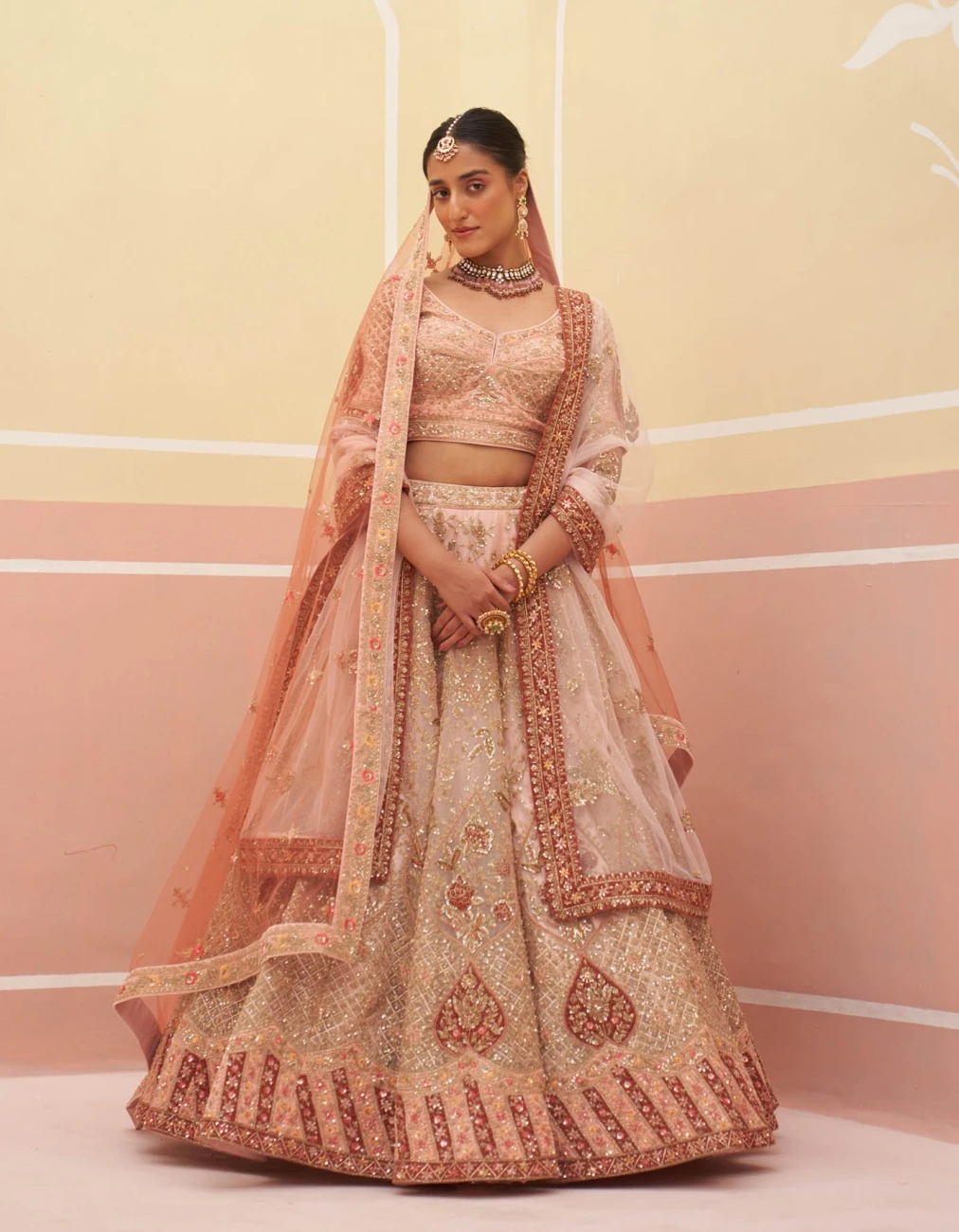Peach Organza Lehenga Set 3 Peach Organza Lehenga Set