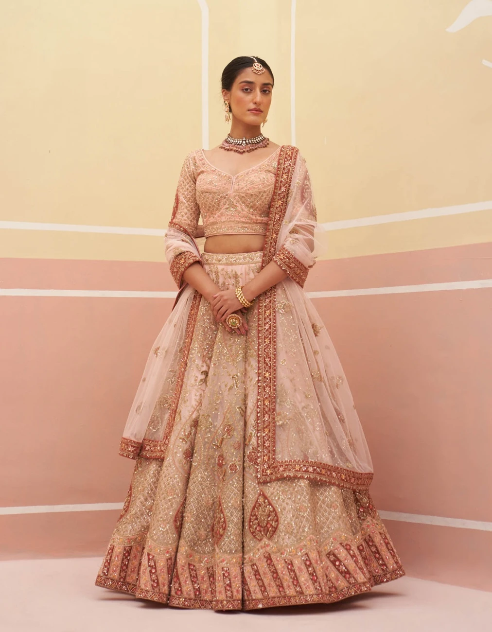Peach Organza Lehenga Set 4 Peach Organza Lehenga Set - Image 2