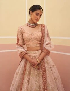 Peach Organza Lehenga Set 12 Peach Organza Lehenga Set -Africans Shop bm0444