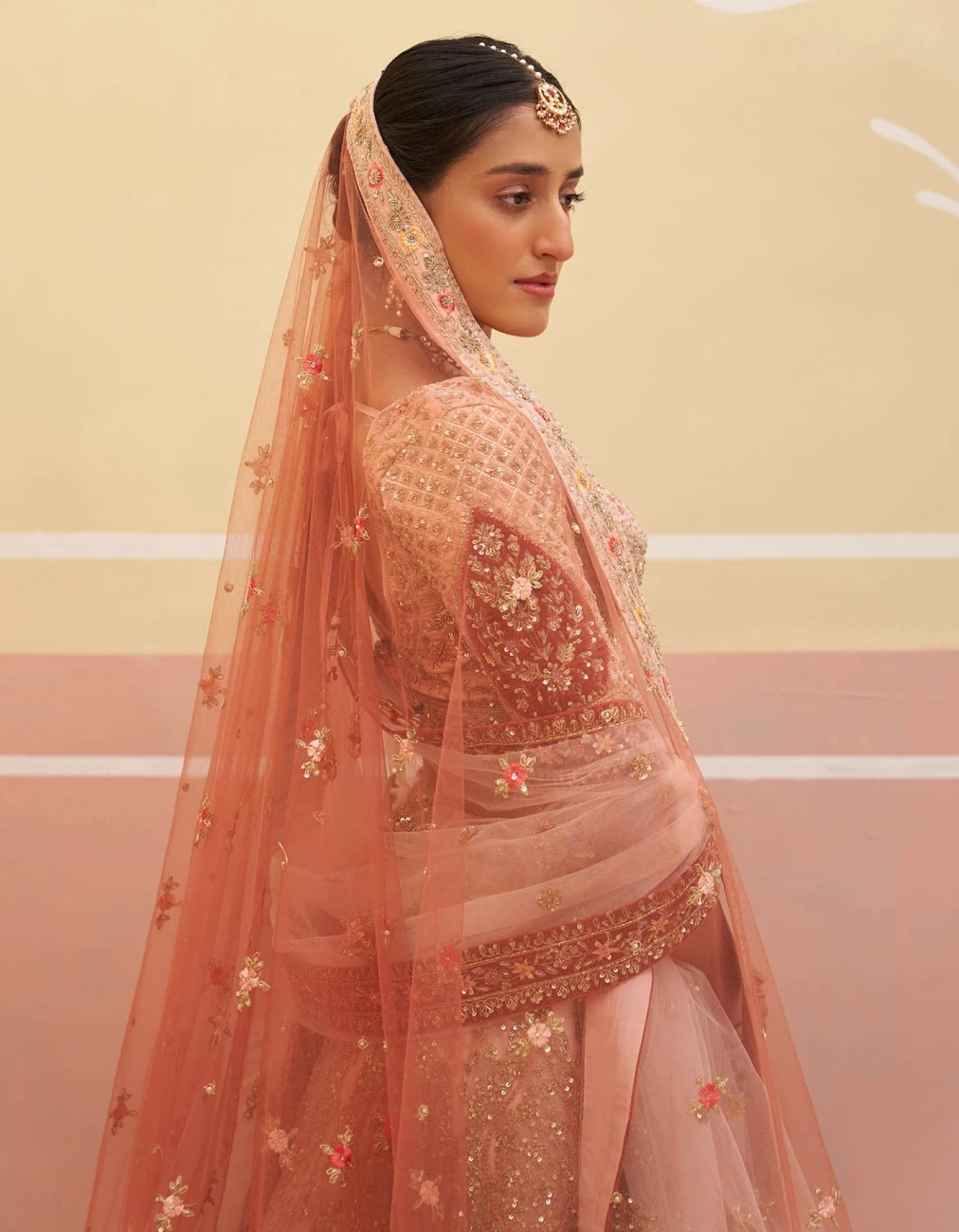 Peach Organza Lehenga Set 7 Peach Organza Lehenga Set - Image 5