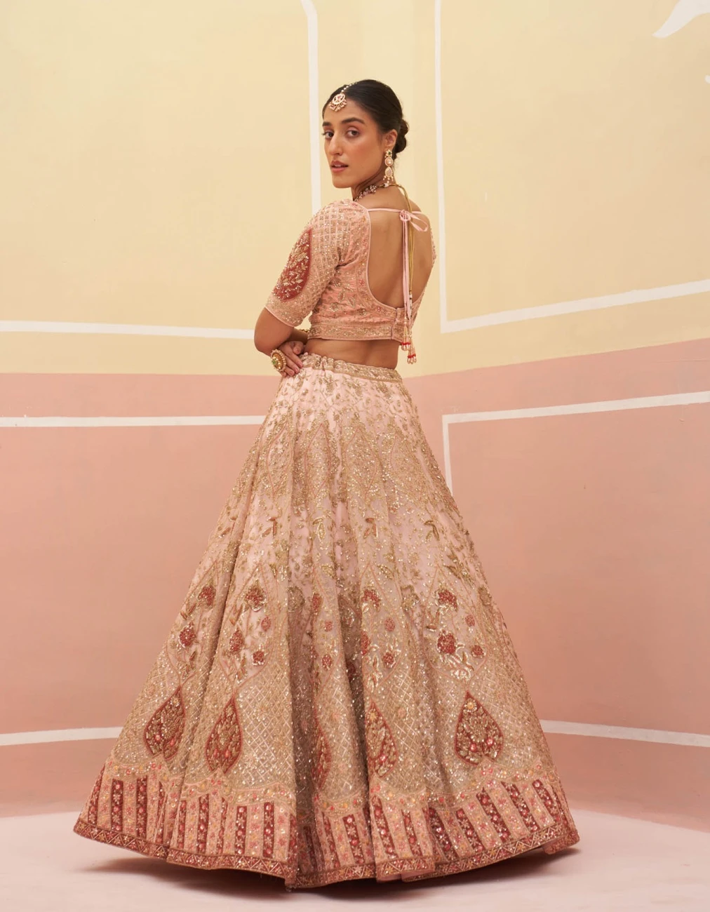 Peach Organza Lehenga Set 9 Peach Organza Lehenga Set - Image 7