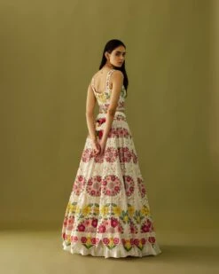 Ivory Chanderi Floral Applique Bustier -Africans Shop cfs22b213