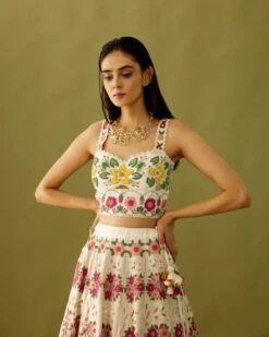 Ivory Chanderi Floral Applique Bustier -Africans Shop cfs22b21b