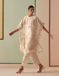 Ivory Sheer Applique Tulip Pants -Africans Shop cfs23kp212