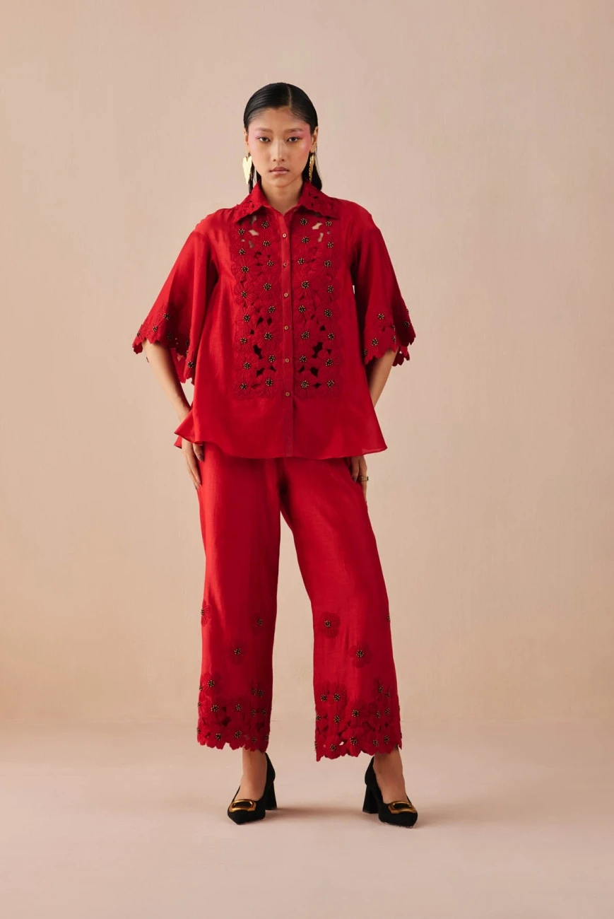 Red Poppy Applique Shirt 3 Red Poppy Applique Shirt