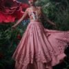 Salmon Pink Cutwork Layered Lehenga -Africans Shop cfw23l321