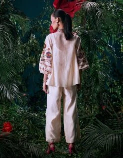 Ivory Multicolor Embroidered Shirt -Africans Shop cfw23t27b