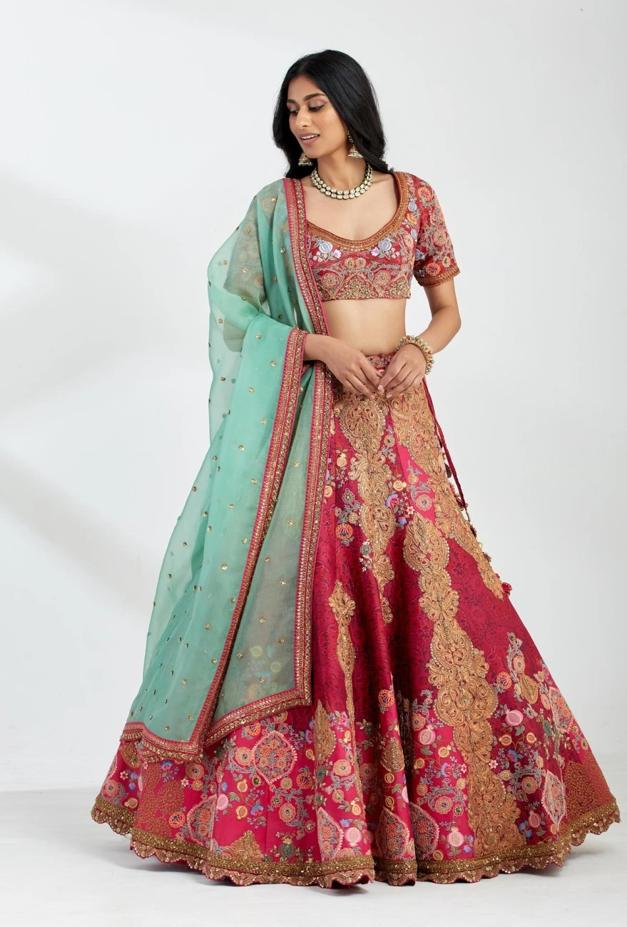 Pink Lehenga Set In Chanderi 3 Pink Lehenga Set In Chanderi
