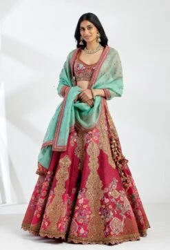 Pink Lehenga Set In Chanderi 9 Pink Lehenga Set In Chanderi -Africans Shop dac659magenta 2