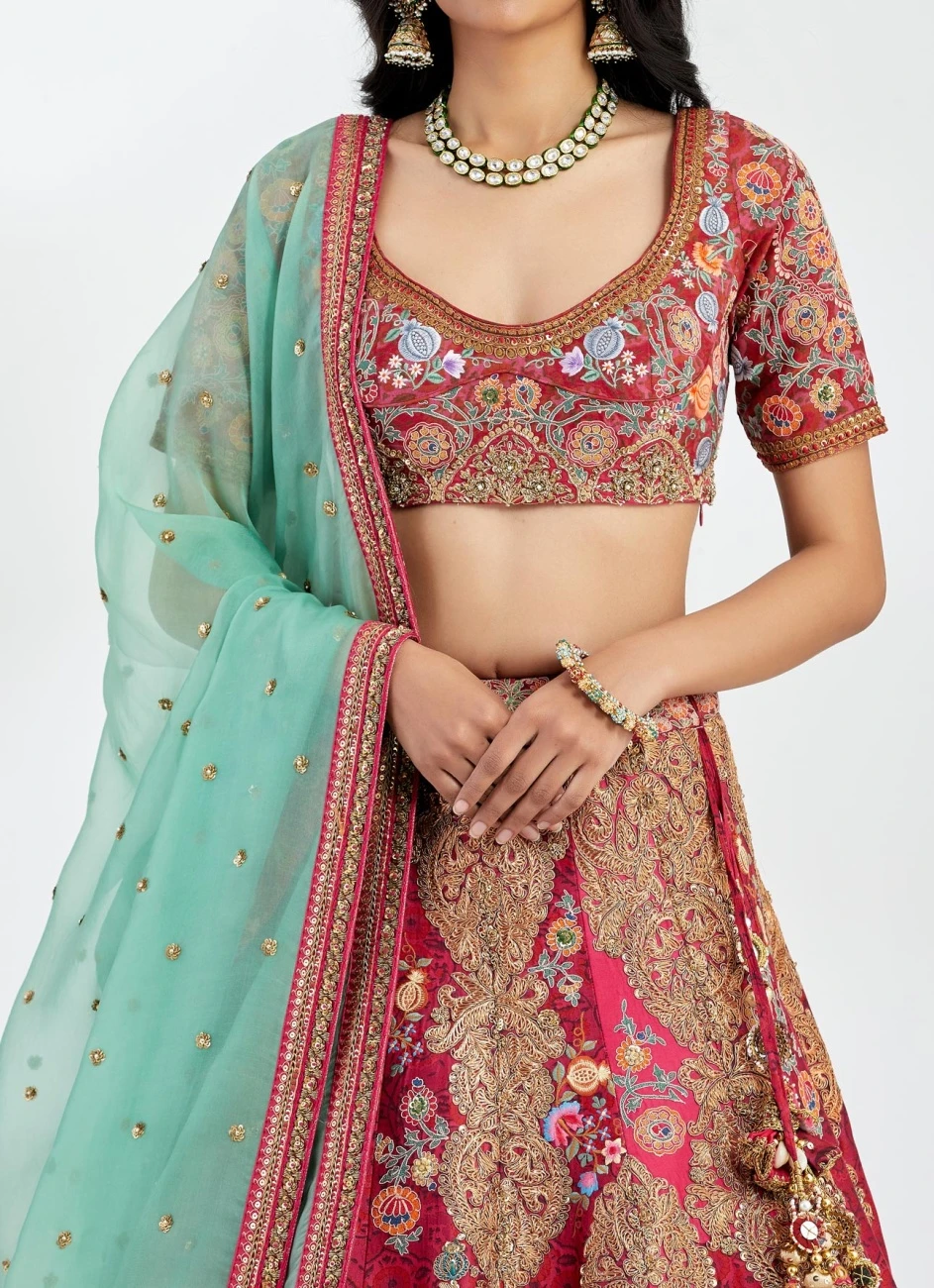 Pink Lehenga Set In Chanderi 5 Pink Lehenga Set In Chanderi - Image 3