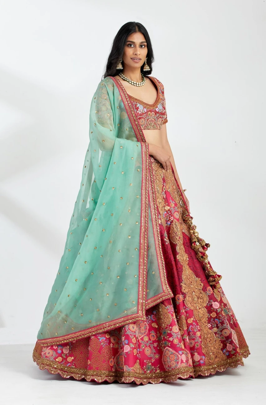 Pink Lehenga Set In Chanderi 6 Pink Lehenga Set In Chanderi - Image 4