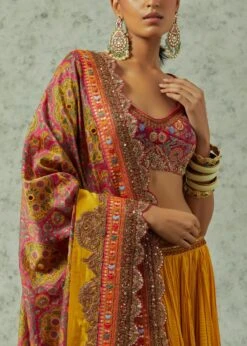 Mustard Crinkled Skirt With A Dupatta And Blouse -Africans Shop dac674mustard2