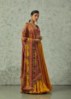 Mustard Crinkled Skirt With A Dupatta And Blouse -Africans Shop dac674mustard3