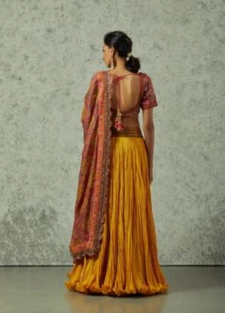 Mustard Crinkled Skirt With A Dupatta And Blouse -Africans Shop dac674mustardb