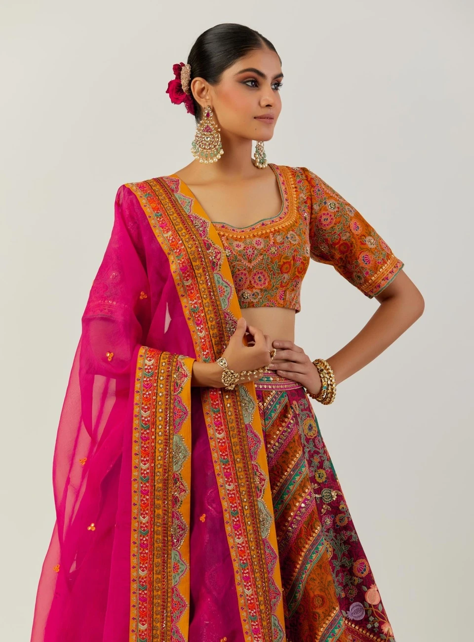Multi Colour Zig Zag Lehenga With Blouse And Dupatta 5 Multi Colour Zig Zag Lehenga With Blouse And Dupatta - Image 3