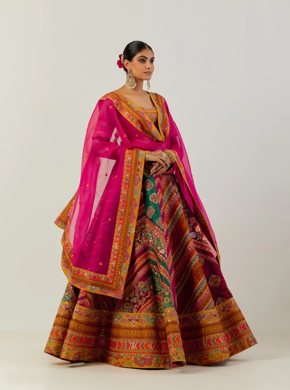 Multi Colour Zig Zag Lehenga With Blouse And Dupatta 7 Multi Colour Zig Zag Lehenga With Blouse And Dupatta - Image 5